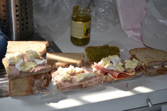 Picnic sandwiches being made