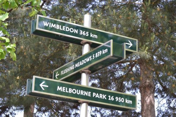 Loved this sign showing how far to each site of the Grand slams